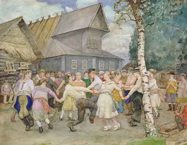 Country Dance, 1917-22 Oil Painting by Alexander Vakhrameyev