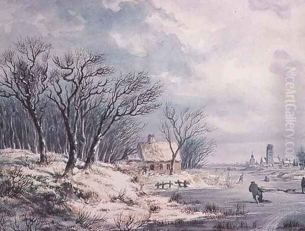 Landscape: Winter Oil Painting by J.J. Verreyt