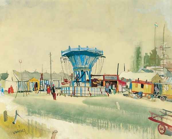 Amusement Park Oil Painting by Endre Vadasz