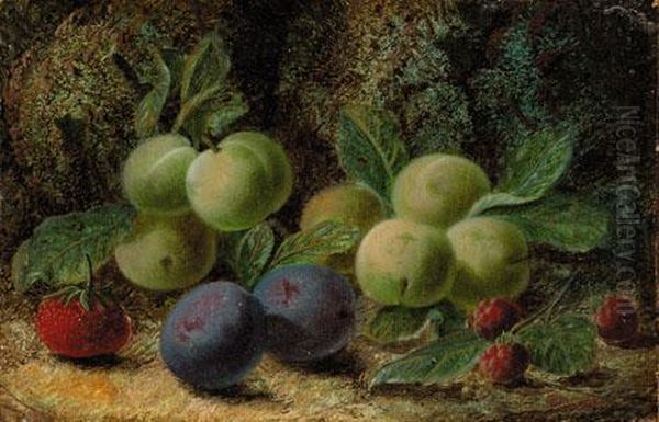 Fruit On A Mossy Bank Oil Painting by Oliver Clare