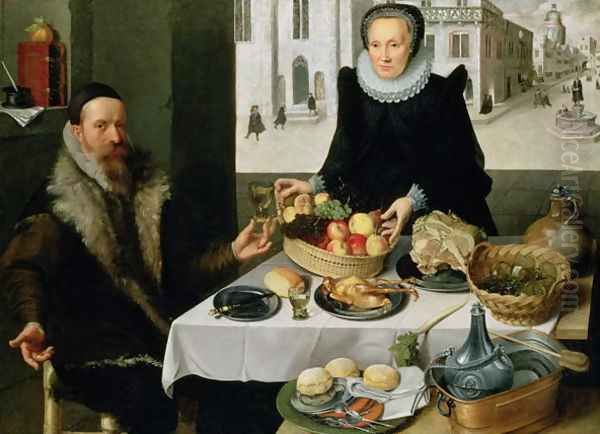 Double Portrait of an Elderly Couple Oil Painting by Lucas van Valckenborch