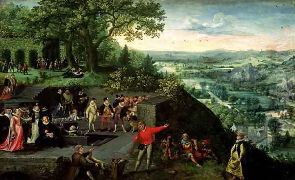 Rudolf II (1552-1612) and the Drunkard, 1593 Oil Painting by Lucas van Valckenborch