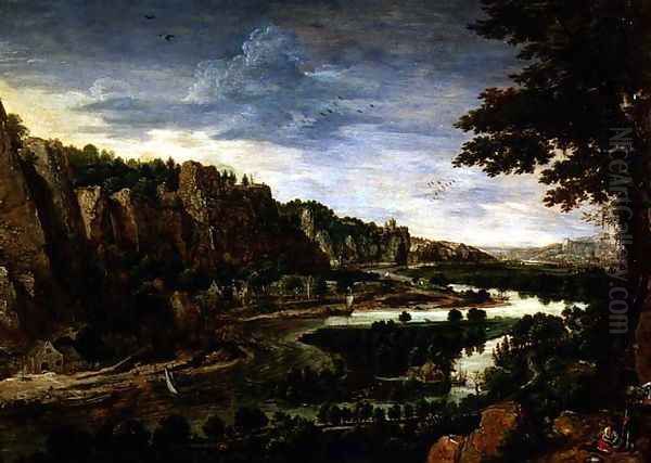 An Extensive River landscape Oil Painting by Lucas van Valckenborch