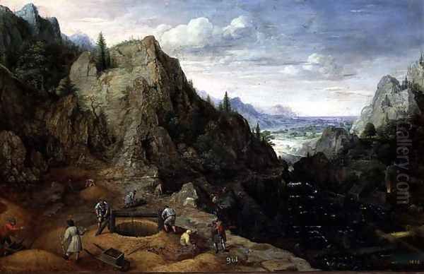 Landscape with a Foundry, 1595 Oil Painting by Lucas van Valckenborch