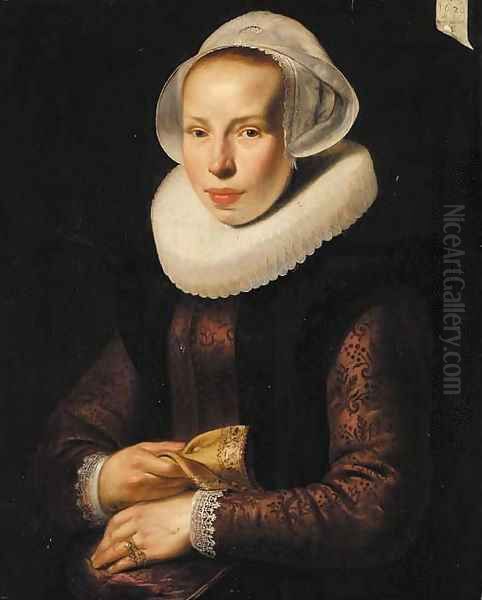 Portrait of a lady, aged 30 Oil Painting by Werner Jacobsz. van den Valckert