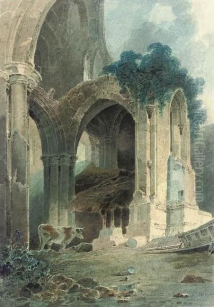 Rievaulx Abbey, Yorkshire Oil Painting by John Sell Cotman