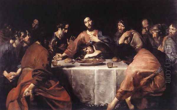 The Last Supper 1625-26 Oil Painting by Jean de Boulogne Valentin