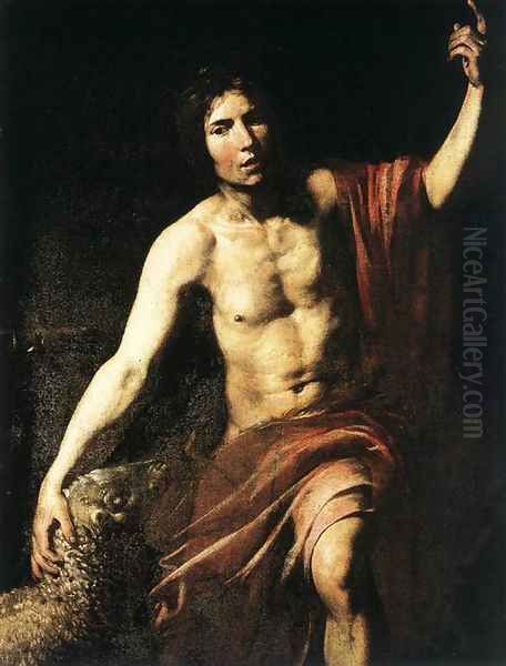 St John the Baptist 1628-30 Oil Painting by Jean de Boulogne Valentin