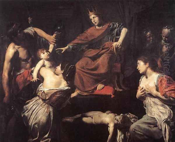 The Judgment of Solomon Oil Painting by Jean de Boulogne Valentin