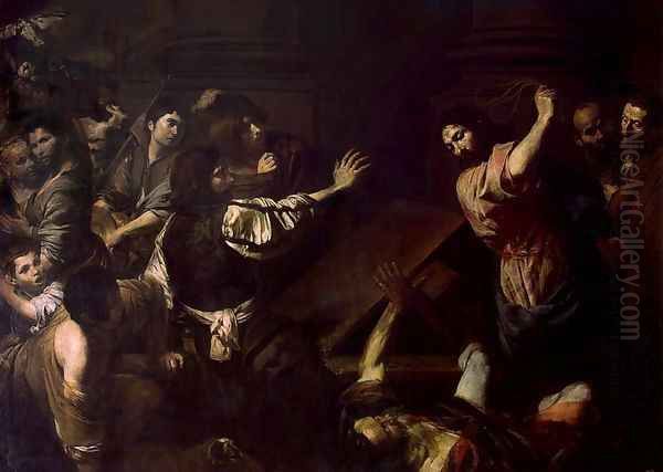 Expulsion of the Money-Changers from the Temple Oil Painting by Jean de Boulogne Valentin