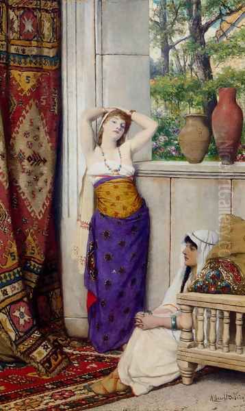 Contemplation In The Harem Oil Painting by Albrecht Frans Lieven Vriendt