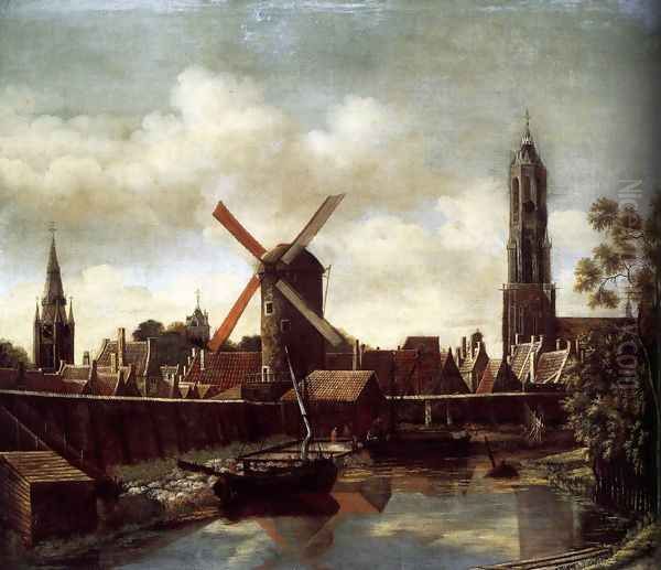 The Harbour of Delft 1658-60 Oil Painting by Daniel Vosmaer