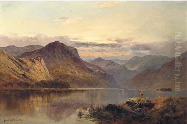 Derwent Water, Near Keswick Oil Painting by Alfred de Breanski