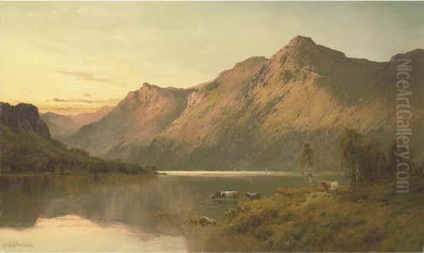 A Perthshire Loch Oil Painting by Alfred de Breanski