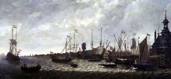 The arrival of King Charles II in Rotterdam, 24th May 1660 Oil Painting by Lieve Verschuier