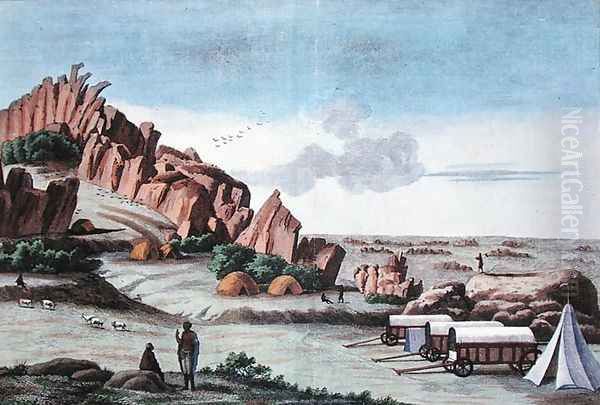 Klaas Baster Camp, from Voyages de M. le Vaillant dans l'Interieur de l'Afrique par le Cap de Bonne Esperance 1780-85, engraved by Hulk, published 1790 Oil Painting by Vaillant, Francois Le