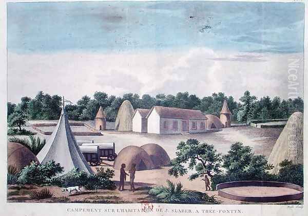 Encampment on the land of J. Slaber at Thee-Fontyn, from Voyages de M. le Vaillant dans l'Interieur de l'Afrique par le Cap de Bonne Esperance, 1780-85, engraved by Hulk, published in 1790 Oil Painting by Vaillant, Francois Le