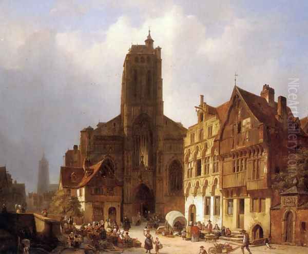 The market square in Brunswick Oil Painting by Ambrose Vermerrsch