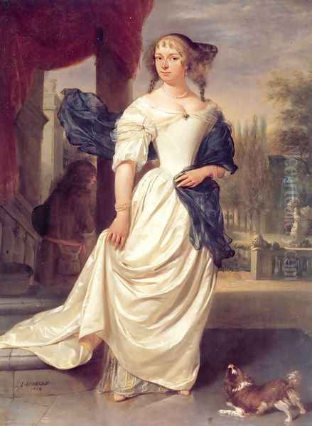 Portrait of Margaretha Delff, Wife of Johan de la Faille Oil Painting by Johannes Verkolje