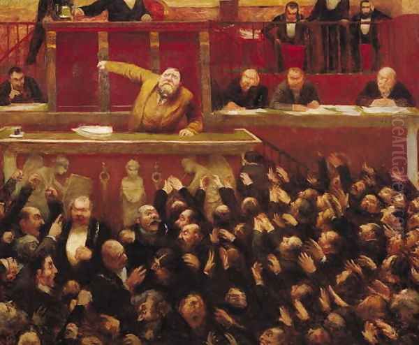 Jean Jaures (1859-1914) Speaking at the Tribune of the Chamber of Deputies, 1903 Oil Painting by Jean Veber