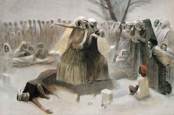 Spring Dance in the Cemetery at Biskra Oil Painting by Jean Veber