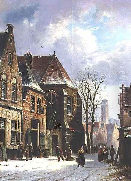 A Dutch Street Scene, 1855 Oil Painting by Pieter Gerard Vertin