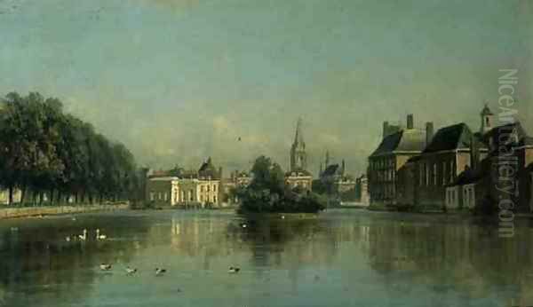 View of the Hague, 1860s Oil Painting by Pieter Gerard Vertin