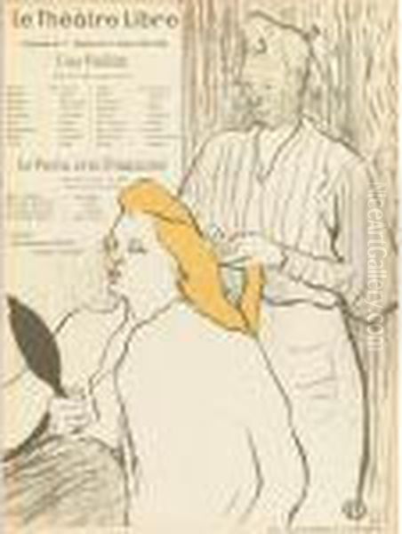 La Coiffure, Programme Du Theatre-libre (d. 14; A. 40; W. 15; Adr. 40) Oil Painting by Henri De Toulouse-Lautrec