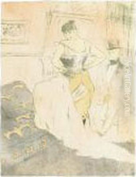 Femme En Corset, Conquete De Passage (d. 188; A. 209; W. 164; Adr. 186) Oil Painting by Henri De Toulouse-Lautrec