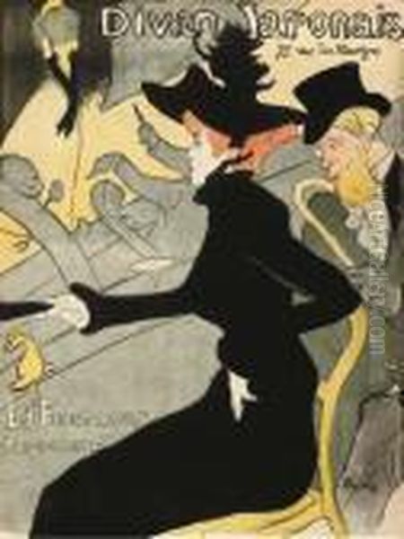 Divan Japonais (d. 341; W. P11; Adr. 8) Oil Painting by Henri De Toulouse-Lautrec