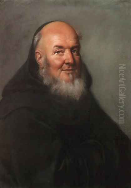 Portrait of a Capuchin monk, bust length Oil Painting by Joseph Vivien