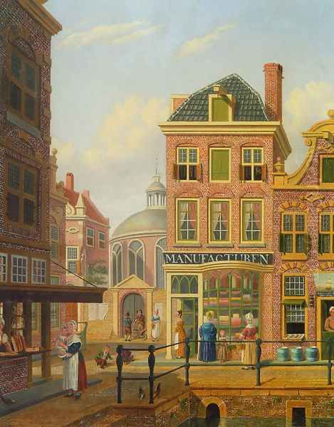 A Capriccio View in Amsterdam Oil Painting by Jan Hendrik Verheijen