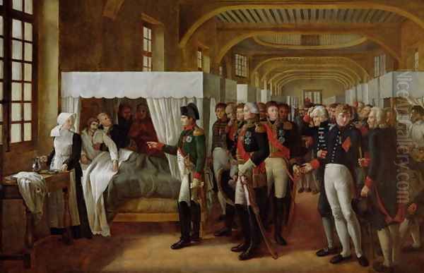 Napoleon visiting the Infirmary of Invalides on 11th February 1808, 1809 Oil Painting by Alexandre Veron-Bellecourt