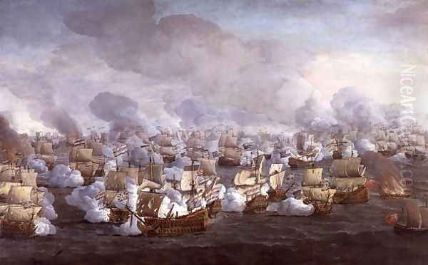 Battle of the Texel, Holland, in 1653 Oil Painting by Willem van de, the Elder Velde