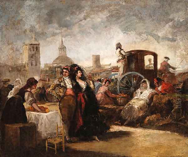 The orange seller Oil Painting by Eugenio Lucas Villamil