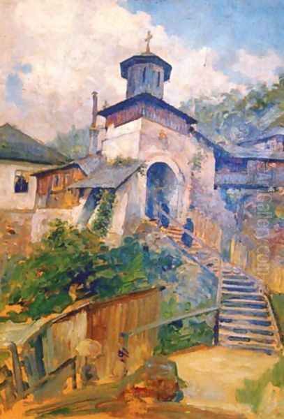 Namaiesti Monastery (ca.1901) Oil Painting by Nicolae Vermont