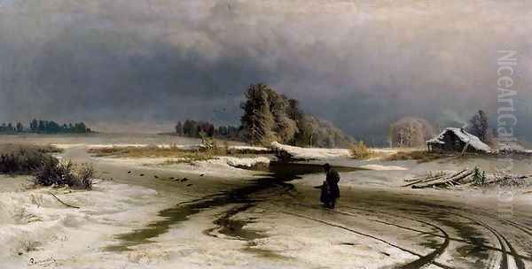 The Thaw, 1871 Oil Painting by Fedor Aleksandrovich Vasiliev