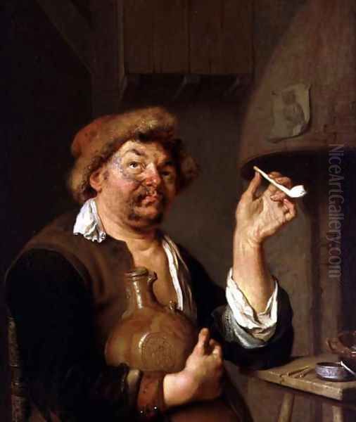 The Smoker Oil Painting by Arie de Vois