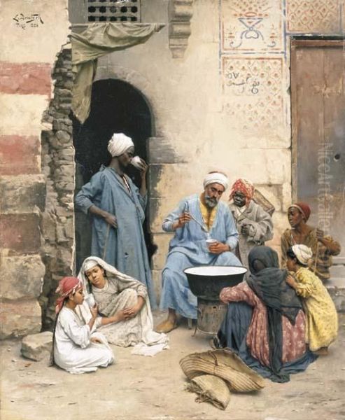 The Sahleb Vendor, Cairo Oil Painting by Ludwig Deutsch