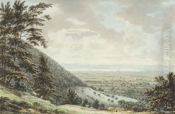 An Extensive Landscape, Gloucestershire, Probably Wotton-under-edge Oil Painting by Anthony Devis