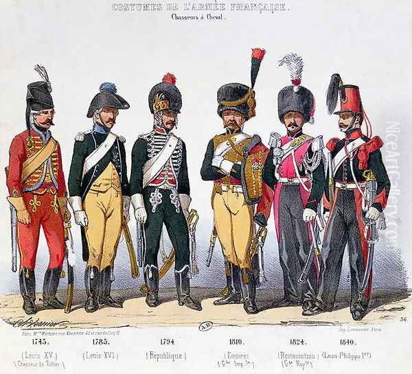 Costumes of French Cavalrymen from 1743 to 1840 Oil Painting by Charles Vernier