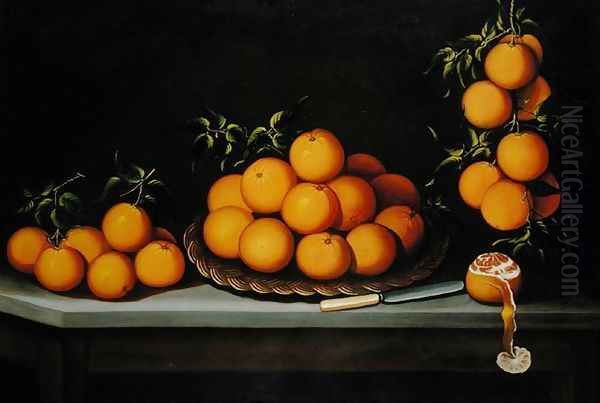 Still life with oranges, 1679 Oil Painting by Francisco de Vargas