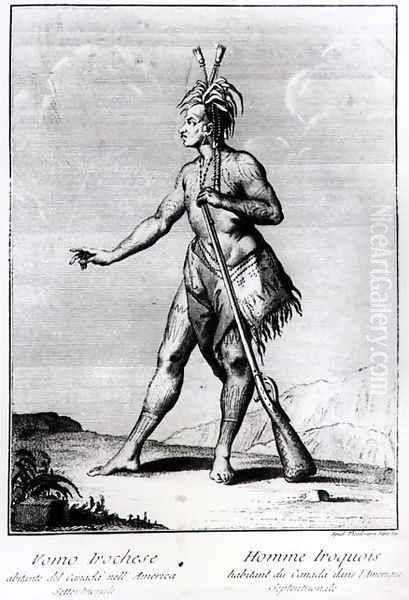 Iroquois Man, inhabitant of Canada Oil Painting by Teodoro Viero