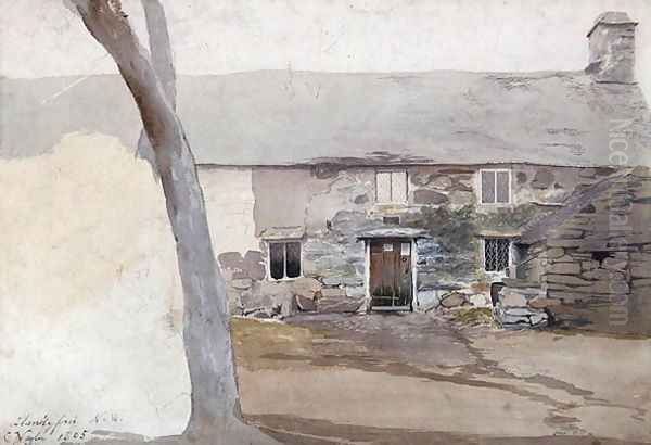 Cottages at Llanllyfni, North Wales, 1805 Oil Painting by Cornelius Varley