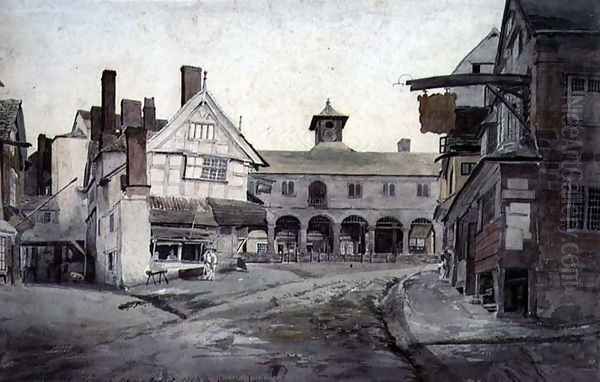 The Market Place, Ross, Herefordshire Oil Painting by Cornelius Varley