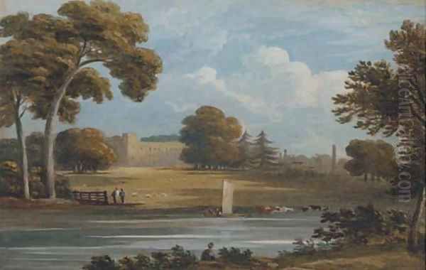 Syon House from the Thames Oil Painting by Cornelius Varley