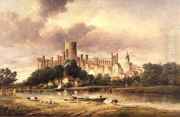 A View of Windsor Castle Oil Painting by Alfred Vickers