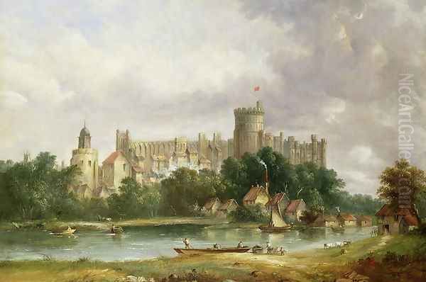 Windsor Castle from the Thames Oil Painting by Alfred Vickers