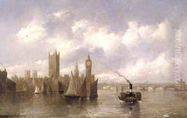 The Houses of Parliament Oil Painting by Alfred Vickers