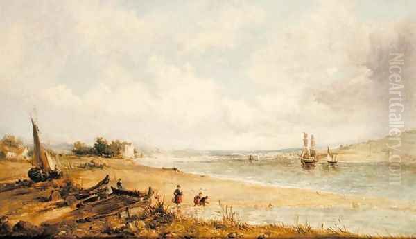 View of the Burry Estuary, 1856 Oil Painting by Alfred Vickers